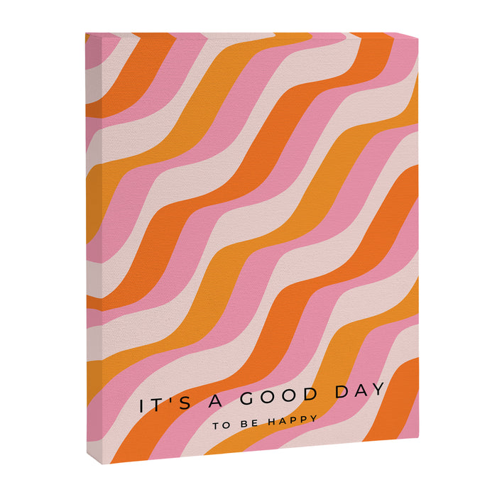 Zebra Stripes Abstract Lines Sunshine Retro Colorful Pink Orange Colors Boho Swirl Modern Pattern Canvas Print Gallery Image 1