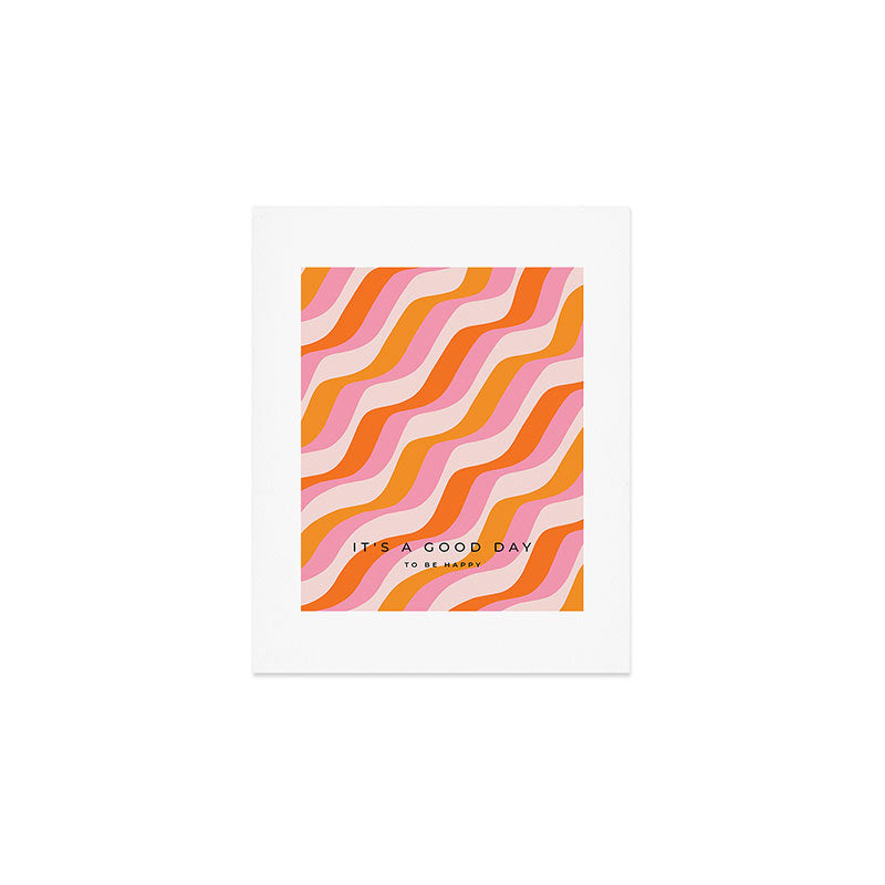 Zebra Stripes Abstract Lines Sunshine Retro Colorful Pink Orange Colors Boho Swirl Modern Pattern Art Print Gallery Image 1