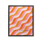 Zebra Stripes Abstract Lines Sunshine Retro Colorful Pink Orange Colors Boho Swirl Modern Pattern Framed Canvas Print Gallery Image 3