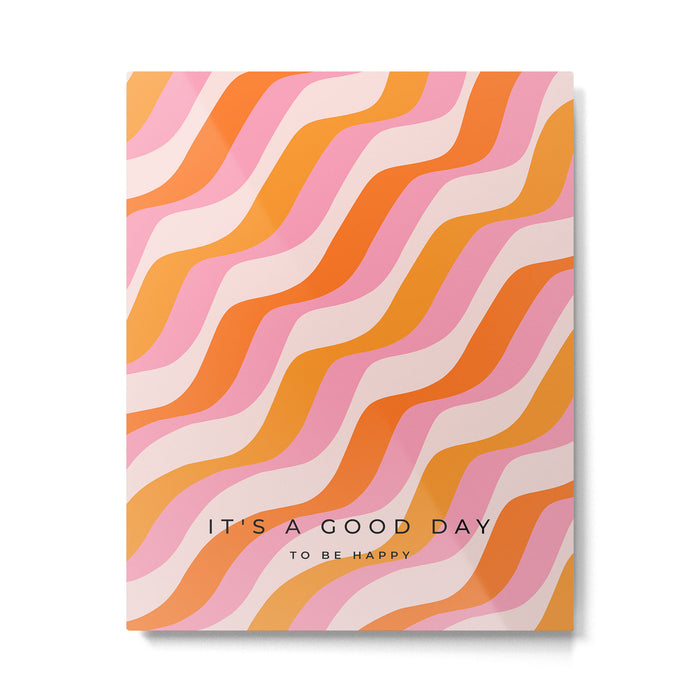 Zebra Stripes Abstract Lines Sunshine Retro Colorful Pink Orange Colors Boho Swirl Modern Pattern Metal Print Gallery Image 1