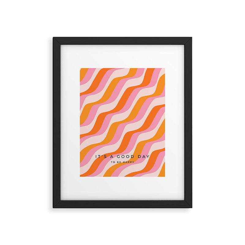Zebra Stripes Abstract Lines Sunshine Retro Colorful Pink Orange Colors Boho Swirl Modern Pattern Framed Art Print Gallery Image 5