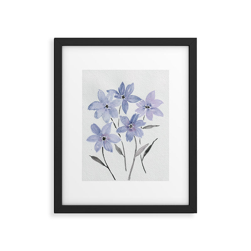 Watercolor Purple Flowers with Black Stems - Floral Custom Art Design Framed Art Print Gallery Image 5