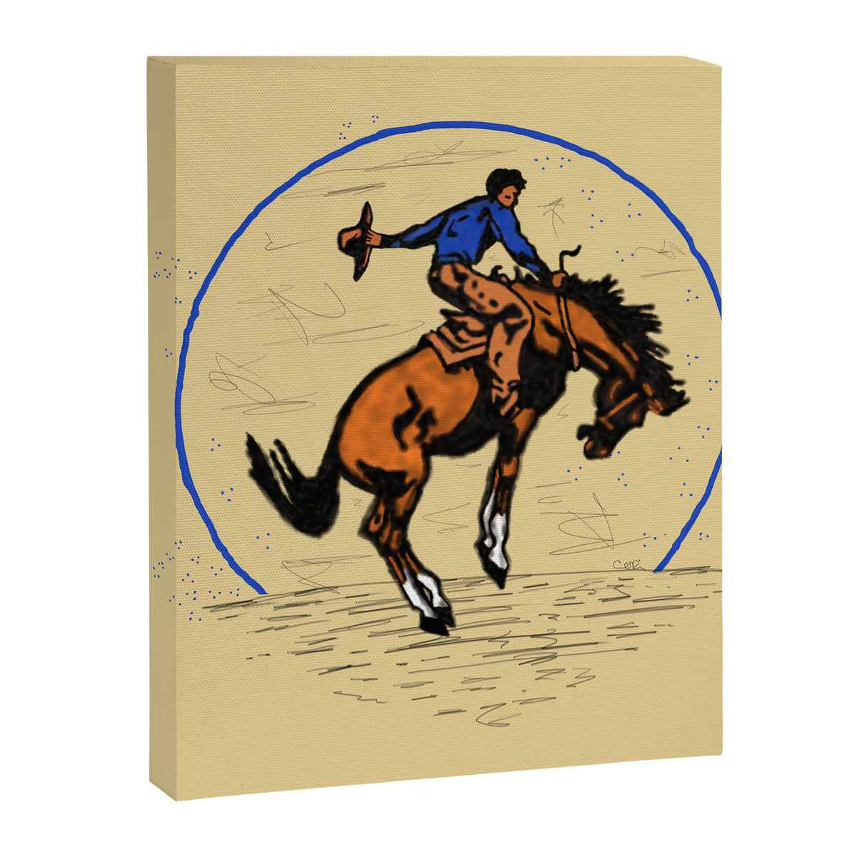Full Moon Bronc & Cowboy Canvas Print Gallery Image 8