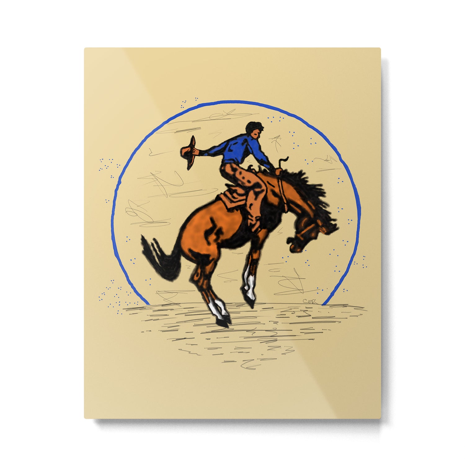 Full Moon Bronc & Cowboy Metal Print Gallery Image 6