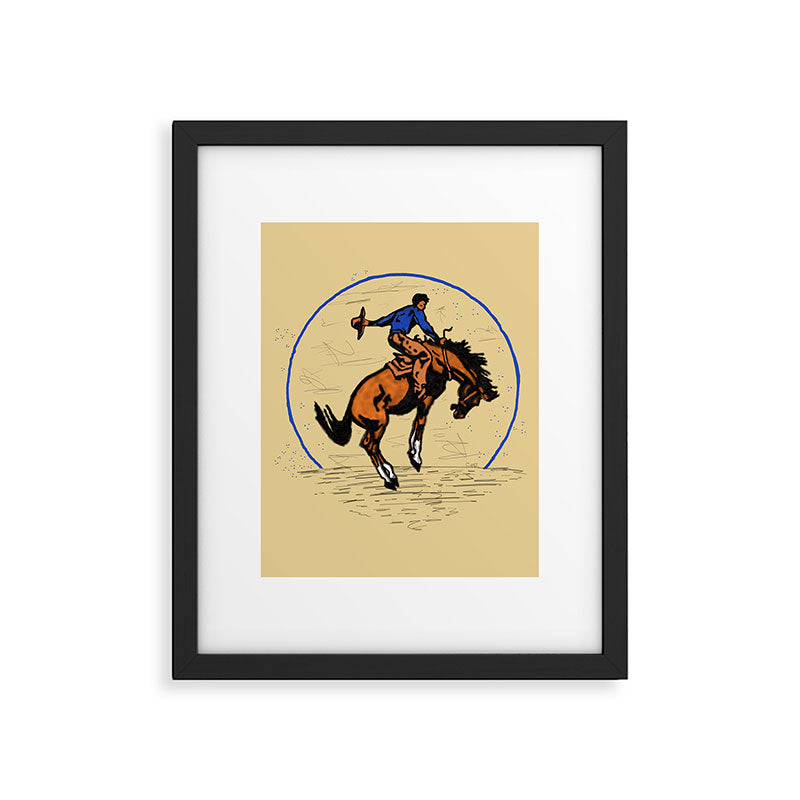 Full Moon Bronc & Cowboy Framed Art Print Gallery Image 6