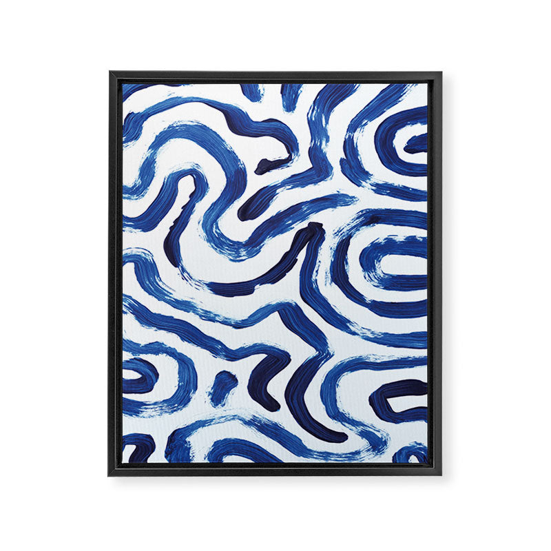 Blue Minimal Framed Canvas Print Gallery Image 6
