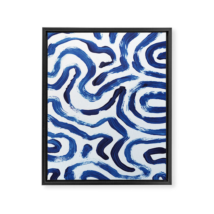 Blue Minimal Framed Canvas Print Gallery Image 1