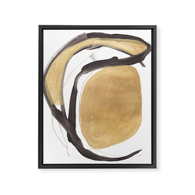 Gold and Black Abstract Framed Canvas Print Gallery Image 6