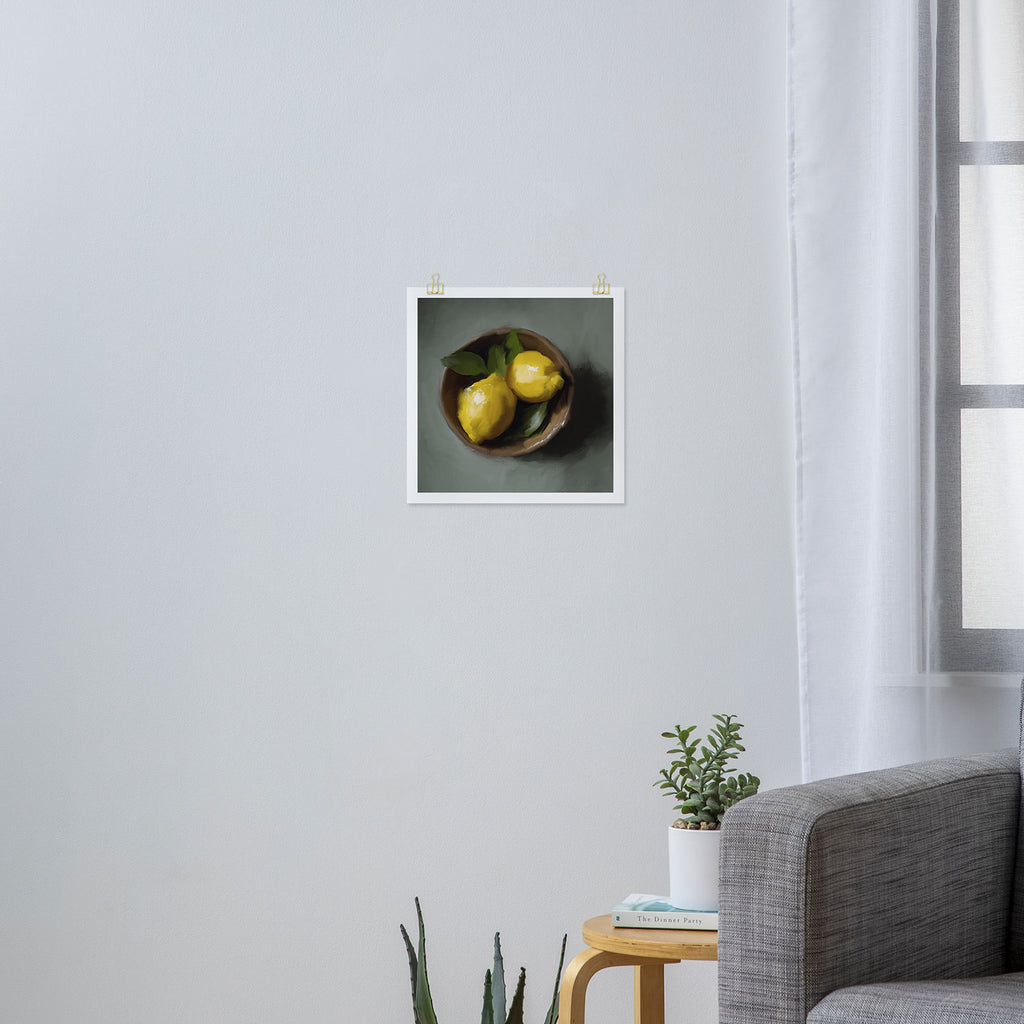 Lemons With Leaves Art Print Gallery Image 3