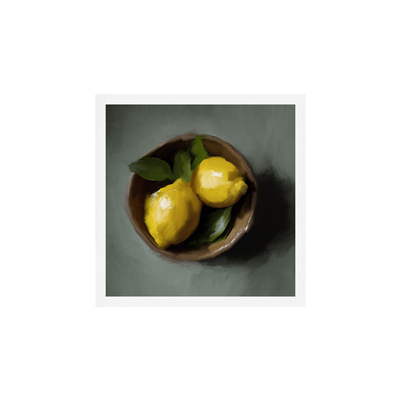 Lemons With Leaves Art Print Gallery Image 1