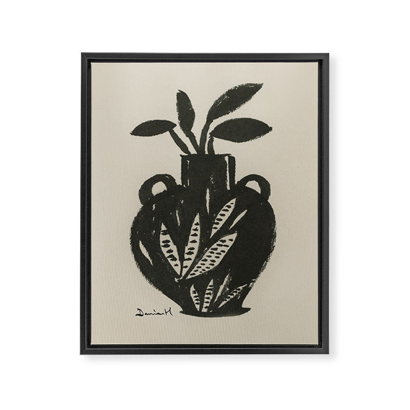 Mono Vase Modern Black and White Brush art Framed Canvas Print Gallery Image 6
