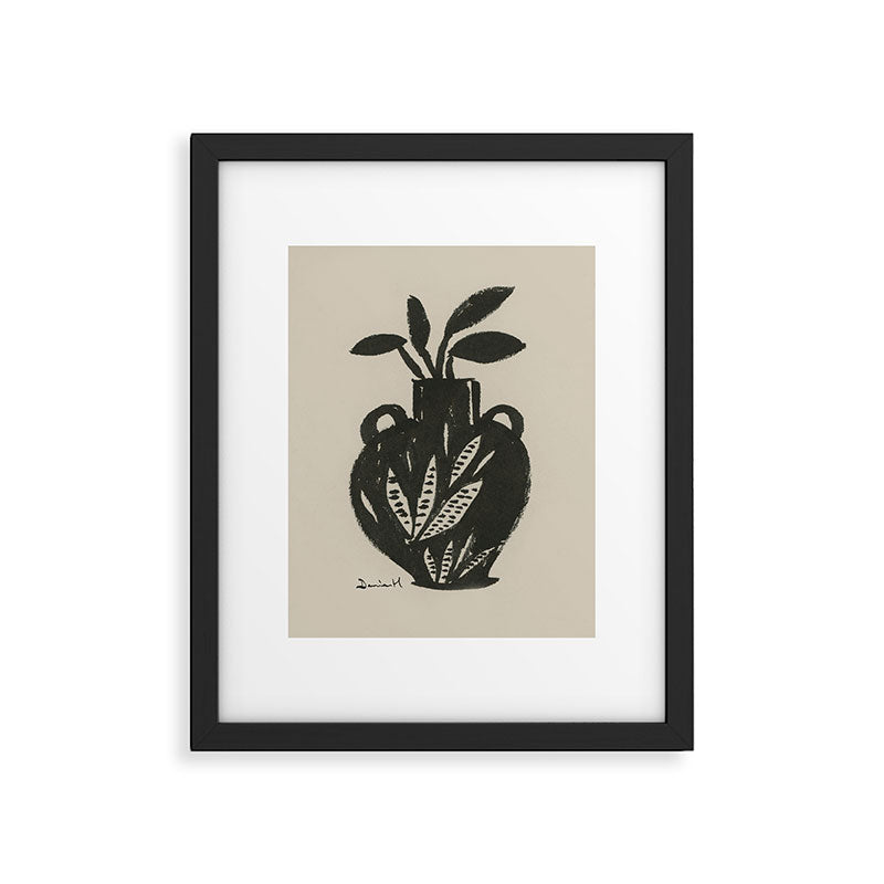 Mono Vase Modern Black and White Brush art Framed Art Print Gallery Image 5