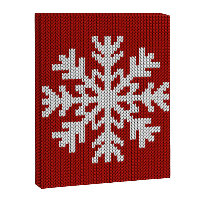 Classic Red Christmas white snowflake knit Canvas Print Gallery Image 1