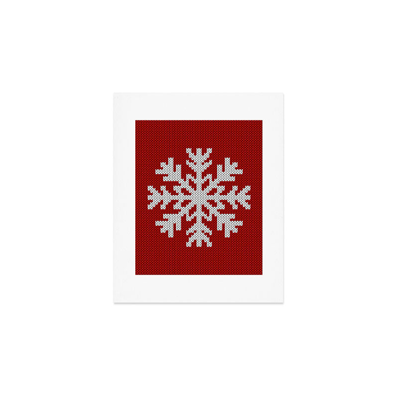 Classic Red Christmas white snowflake knit Art Print Gallery Image 1