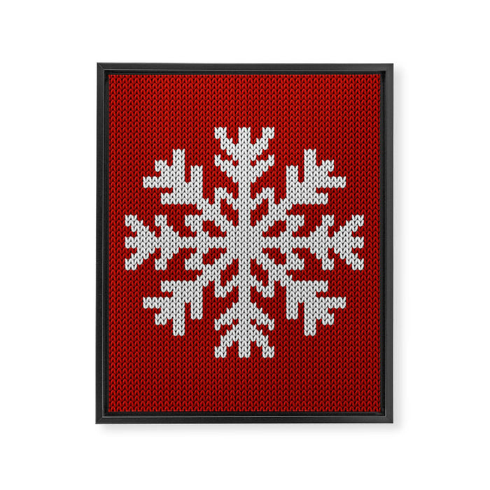 Classic Red Christmas white snowflake knit Framed Canvas Print Gallery Image 1