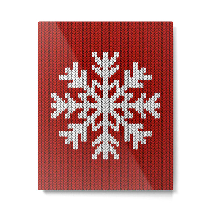 Classic Red Christmas white snowflake knit Metal Print Gallery Image 1