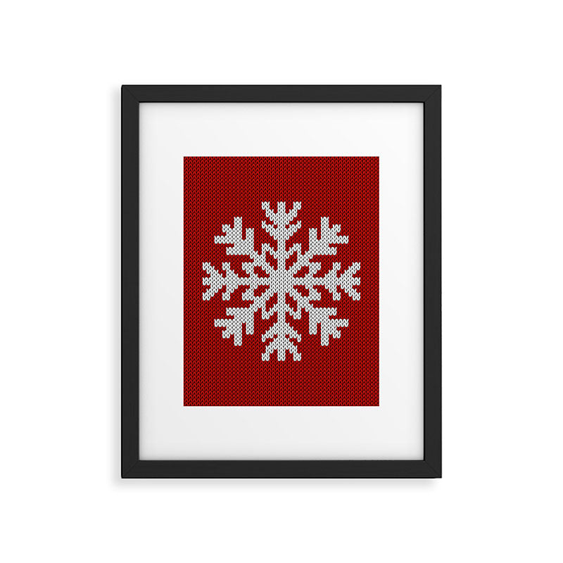 Classic Red Christmas white snowflake knit Framed Art Print Gallery Image 6