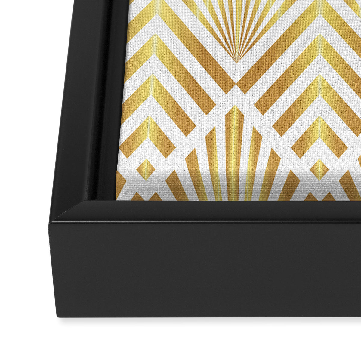 Gold art deco diamonds on white Framed Canvas Print Gallery Image 3