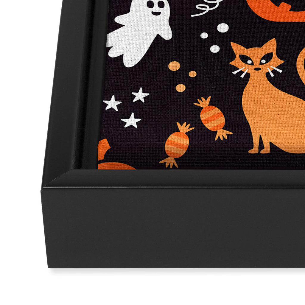 Halloween party illustrations orange, black Framed Canvas Print Gallery Image 3