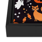 Halloween party illustrations orange, black Framed Canvas Print Gallery Image 3