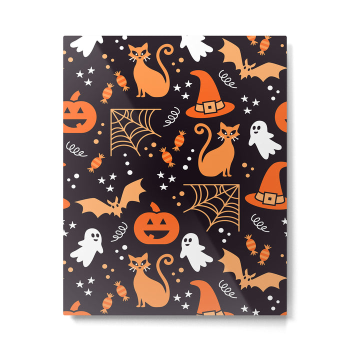 Halloween party illustrations orange, black Metal Print Gallery Image 1