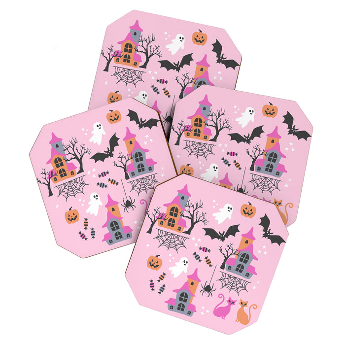 Pink Halloween pastel spooky party Coaster Gallery Image 1