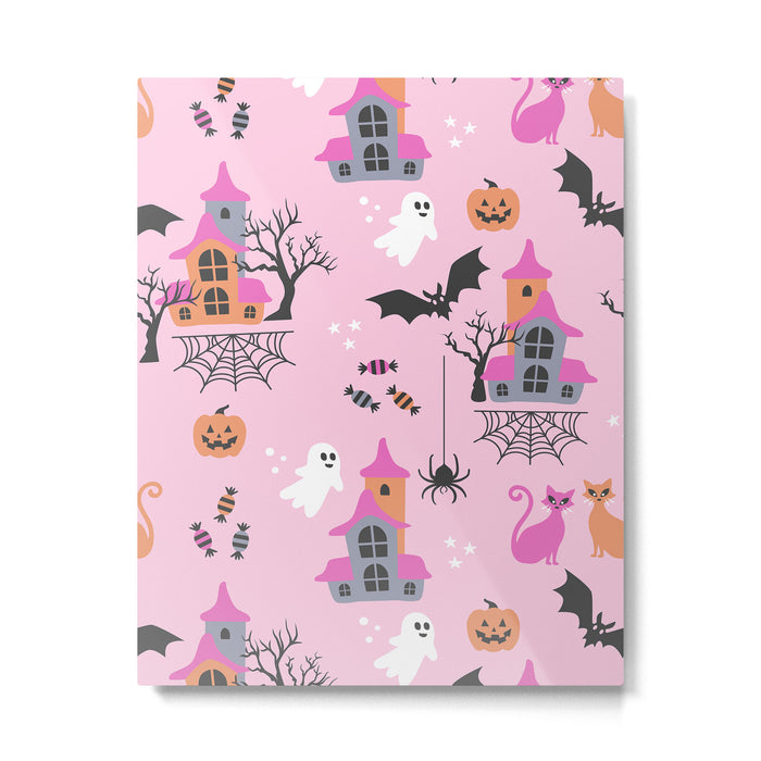 Pink Halloween pastel spooky party Metal Print Gallery Image 1
