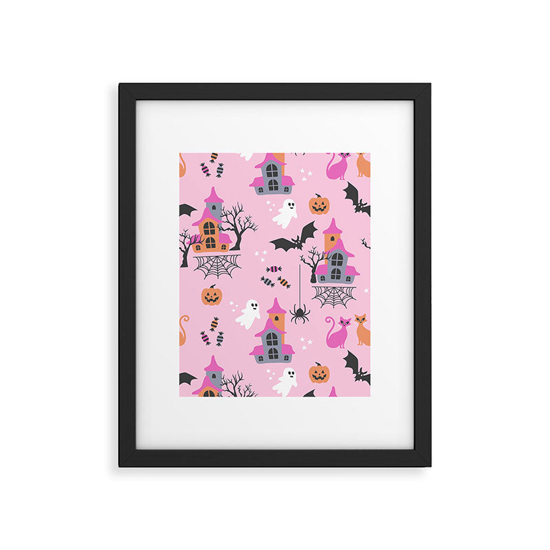 Pink Halloween pastel spooky party Framed Art Print Gallery Image 6