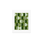 Retro 70s disco half circles sage green Art Print Gallery Image 1