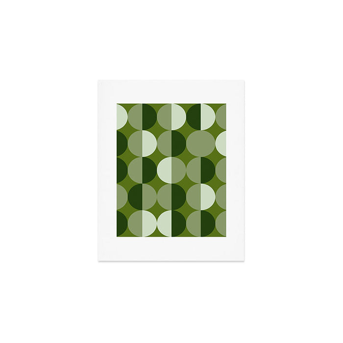 Retro 70s disco half circles sage green Art Print Gallery Image 1