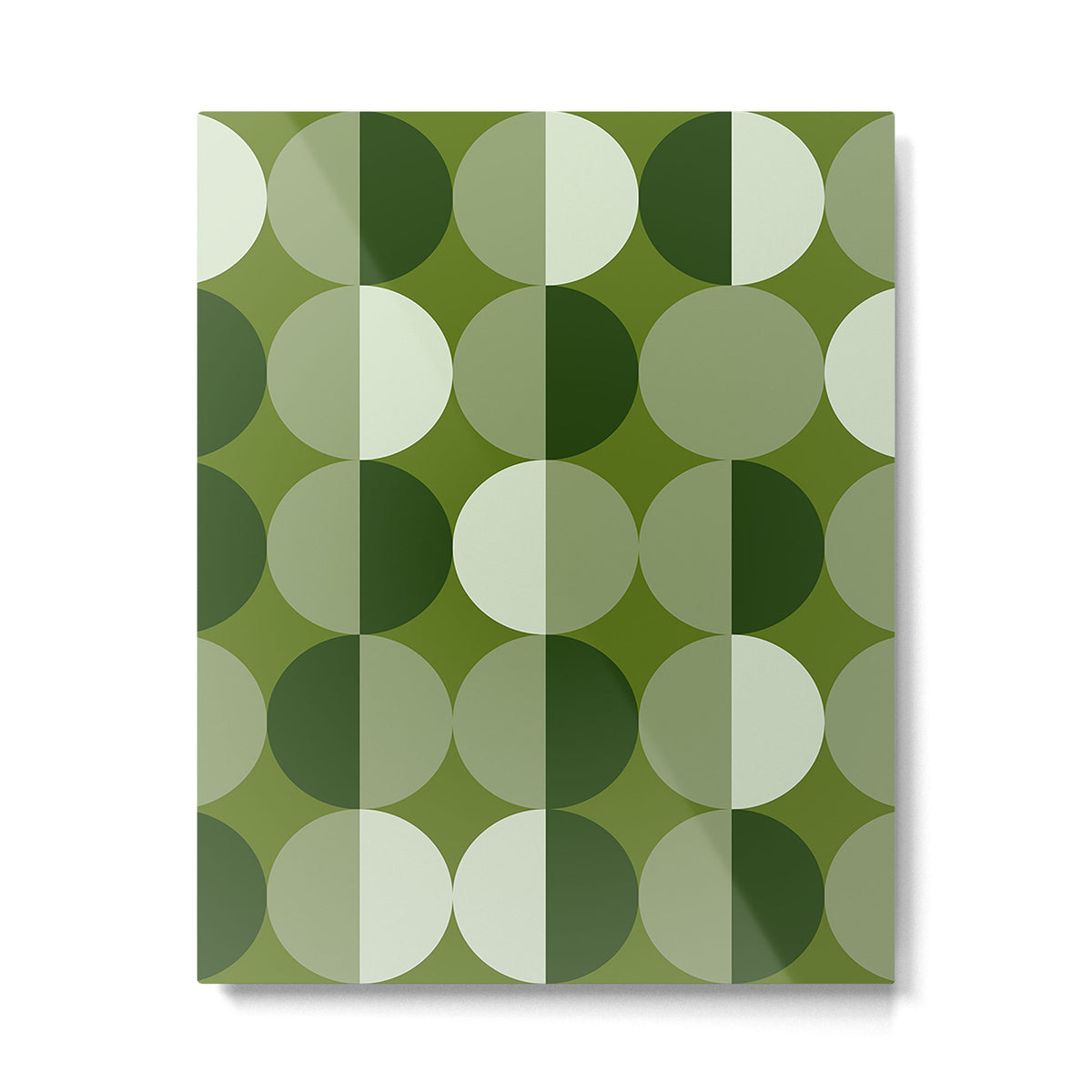 Retro 70s disco half circles sage green Metal Print Gallery Image 6