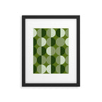 Retro 70s disco half circles sage green Framed Art Print Gallery Image 6