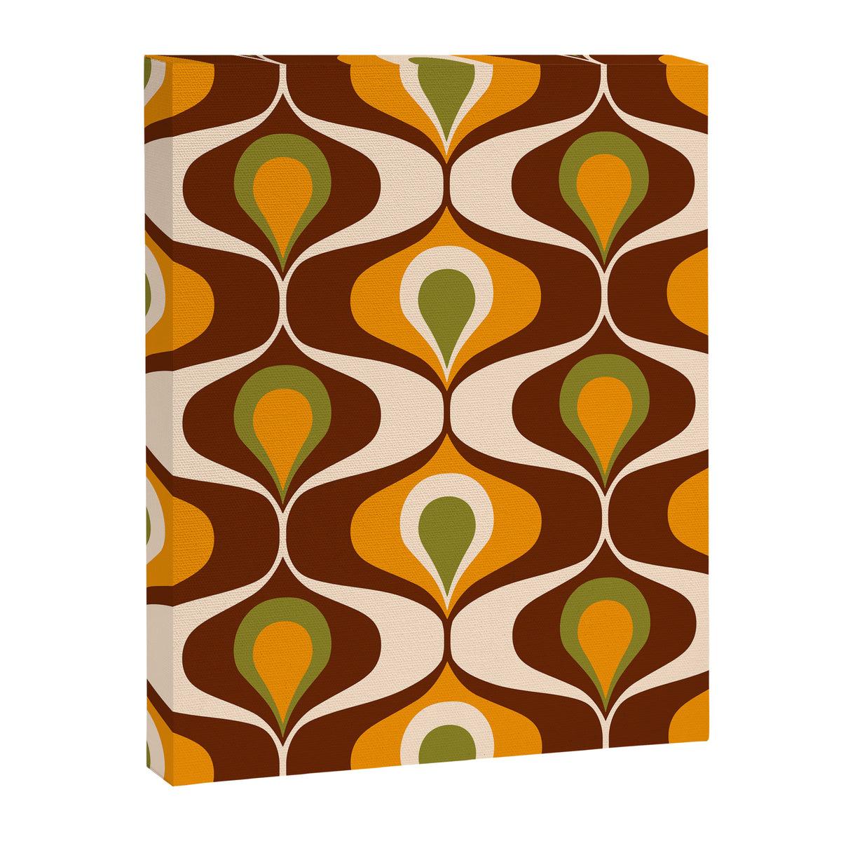Retro 70s ovals op-art pattern brown, orange Canvas Print Gallery Image 8