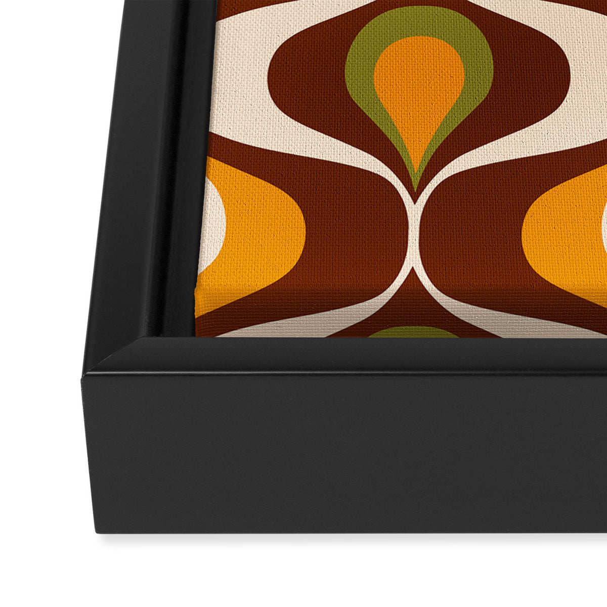 Retro 70s ovals op-art pattern brown, orange Framed Canvas Print Gallery Image 3