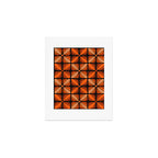 Retro 70s square mod flowers orange brown Art Print Gallery Image 1