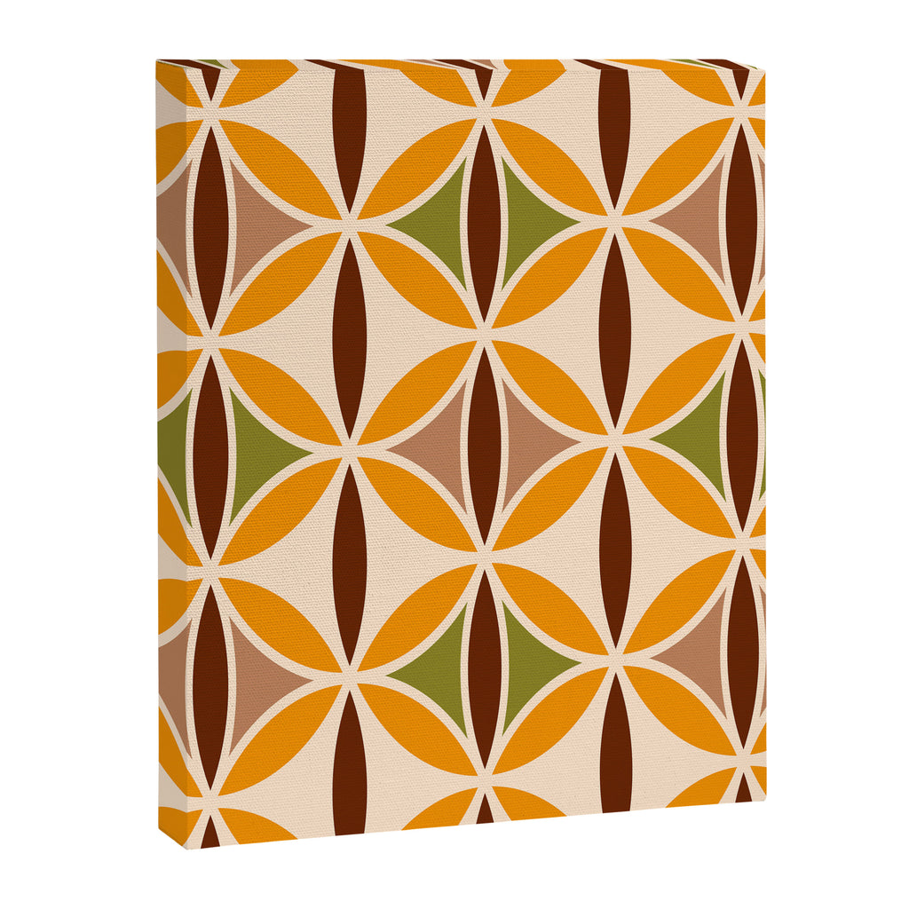 Retro 70s yellow brown ovals grid Canvas Print Gallery Image 8