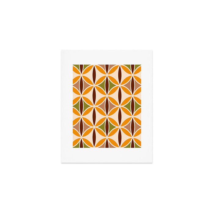Retro 70s yellow brown ovals grid Art Print Gallery Image 1