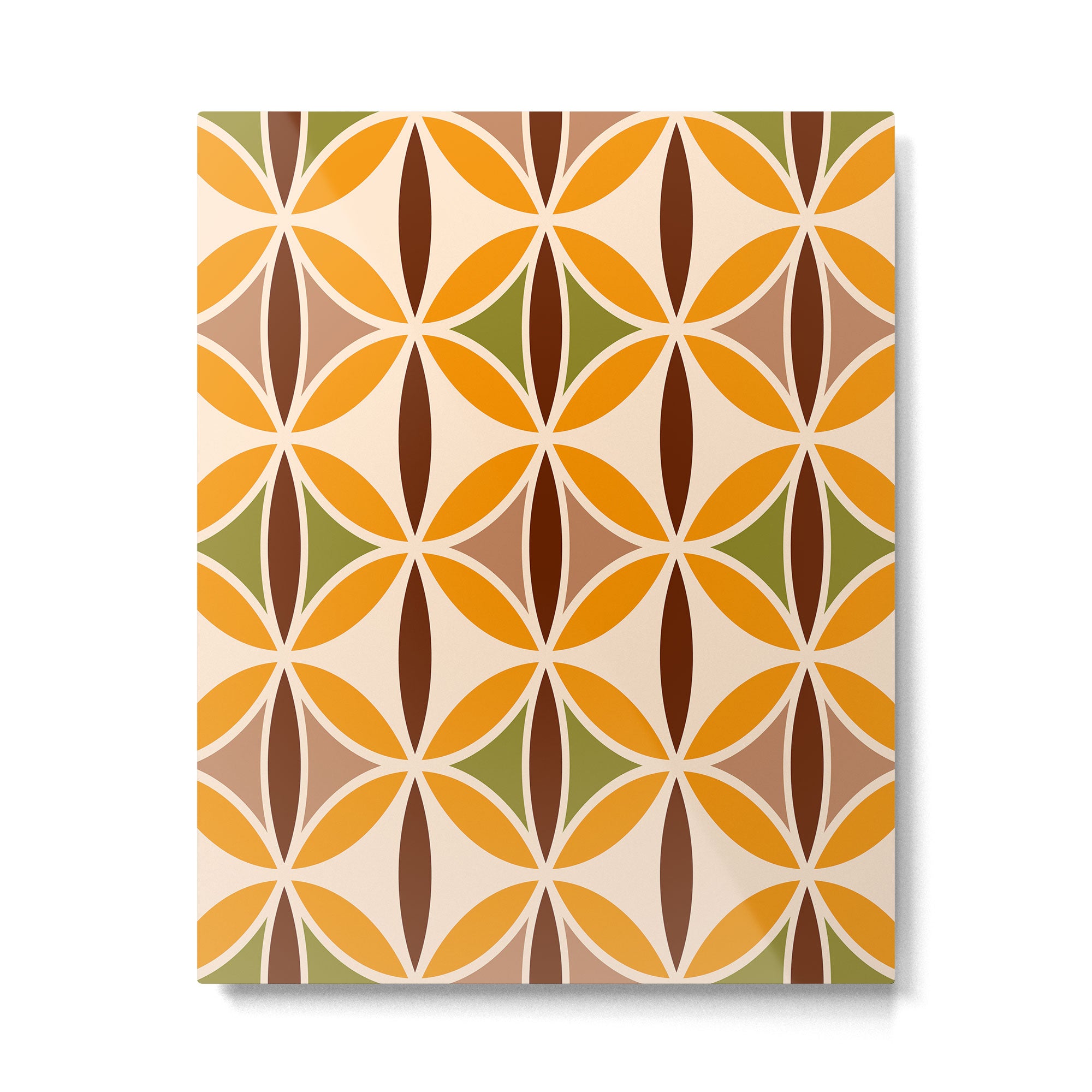 Retro 70s yellow brown ovals grid Metal Print Gallery Image 6
