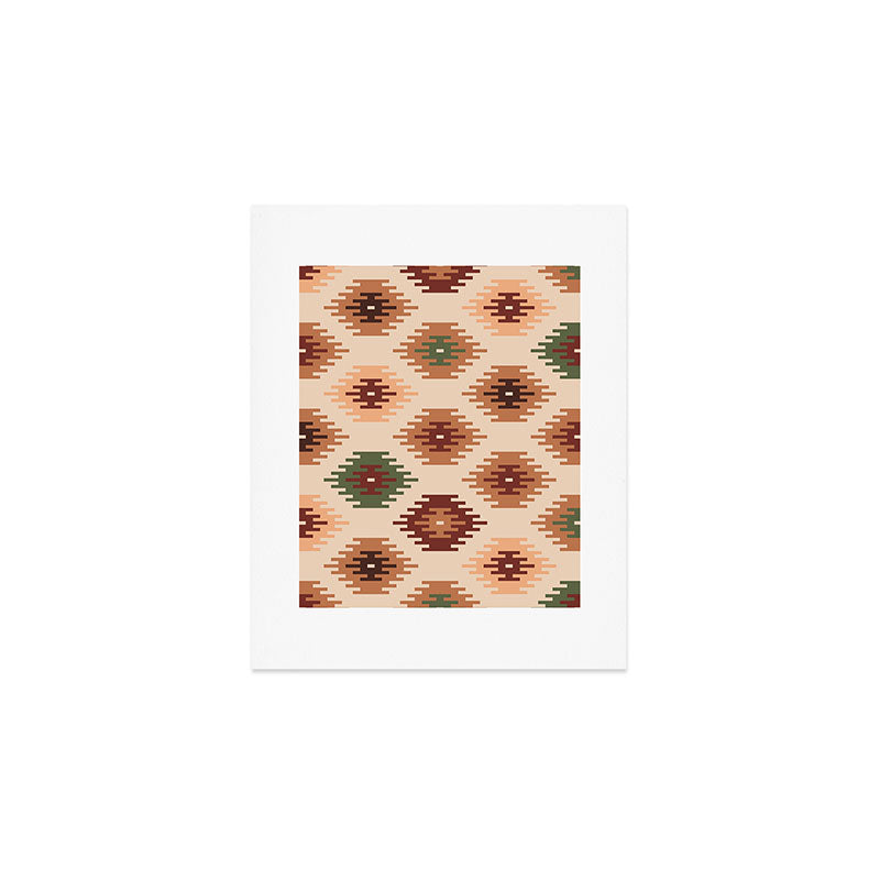 Southwest native Aztec diamonds kilim Art Print Gallery Image 1