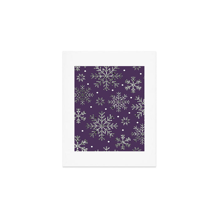 Vintage Christmas Silver snowflakes plum purple Art Print Gallery Image 1