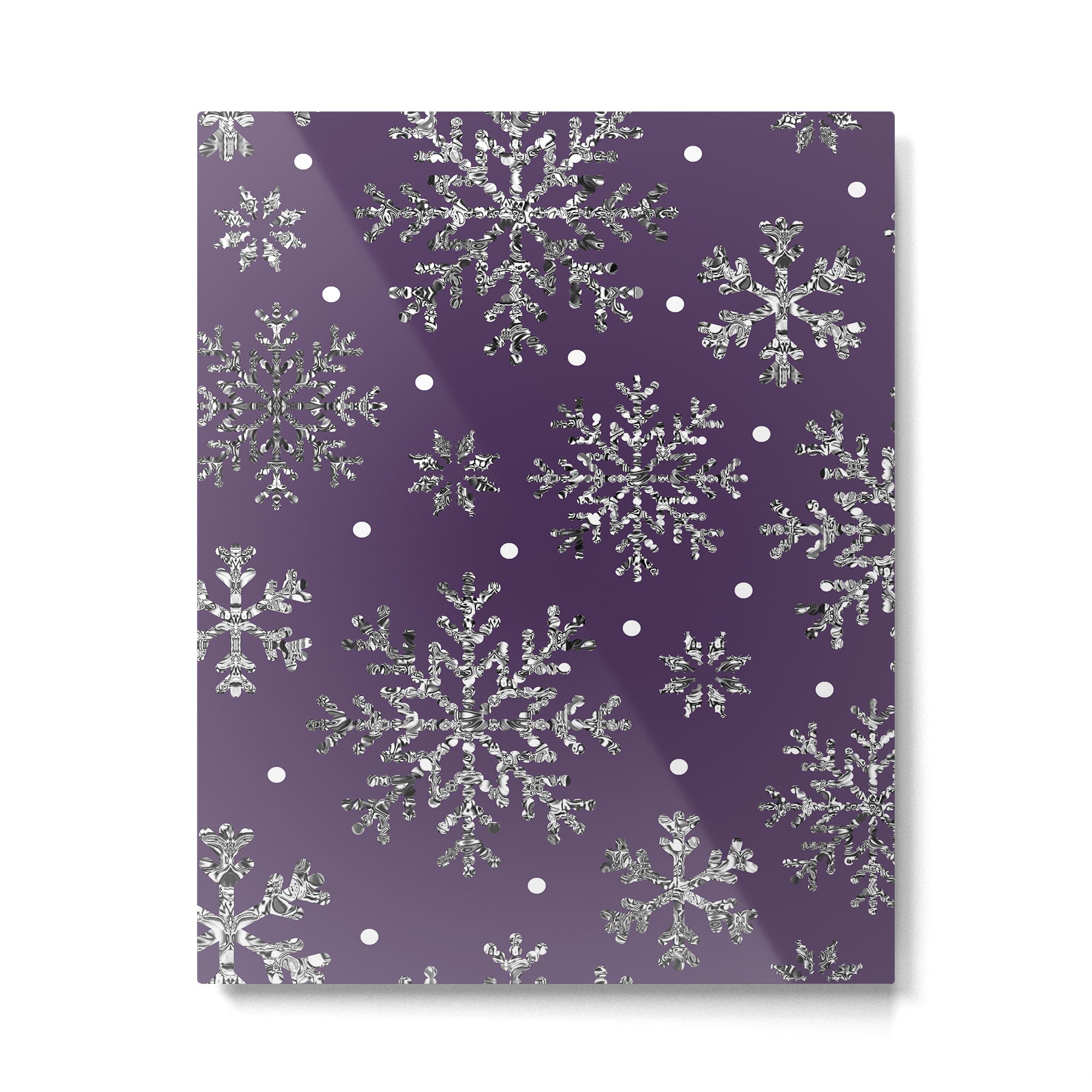 Vintage Christmas Silver snowflakes plum purple Metal Print Gallery Image 6