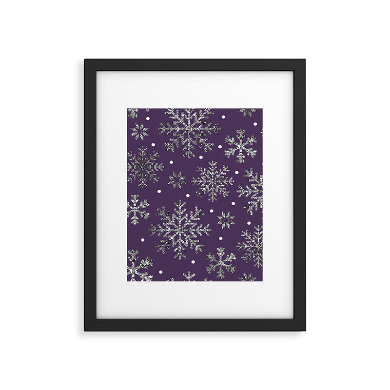 Vintage Christmas Silver snowflakes plum purple Framed Art Print Gallery Image 6