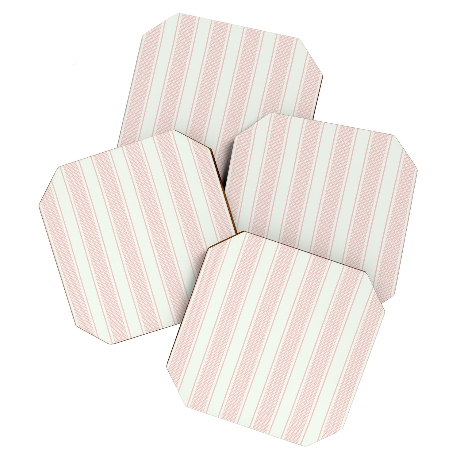 Vintage pastel pink stripes pattern Coaster Gallery Image 1
