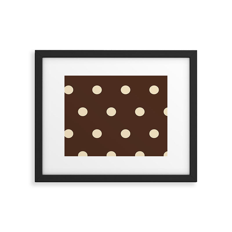 Vintage polka dots baroque brown & cream Framed Art Print Gallery Image 6