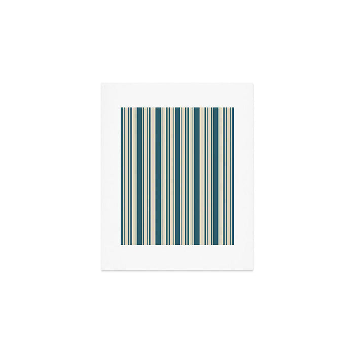 Vintage stripes wallpaper design dark teal pattern Art Print Gallery Image 1