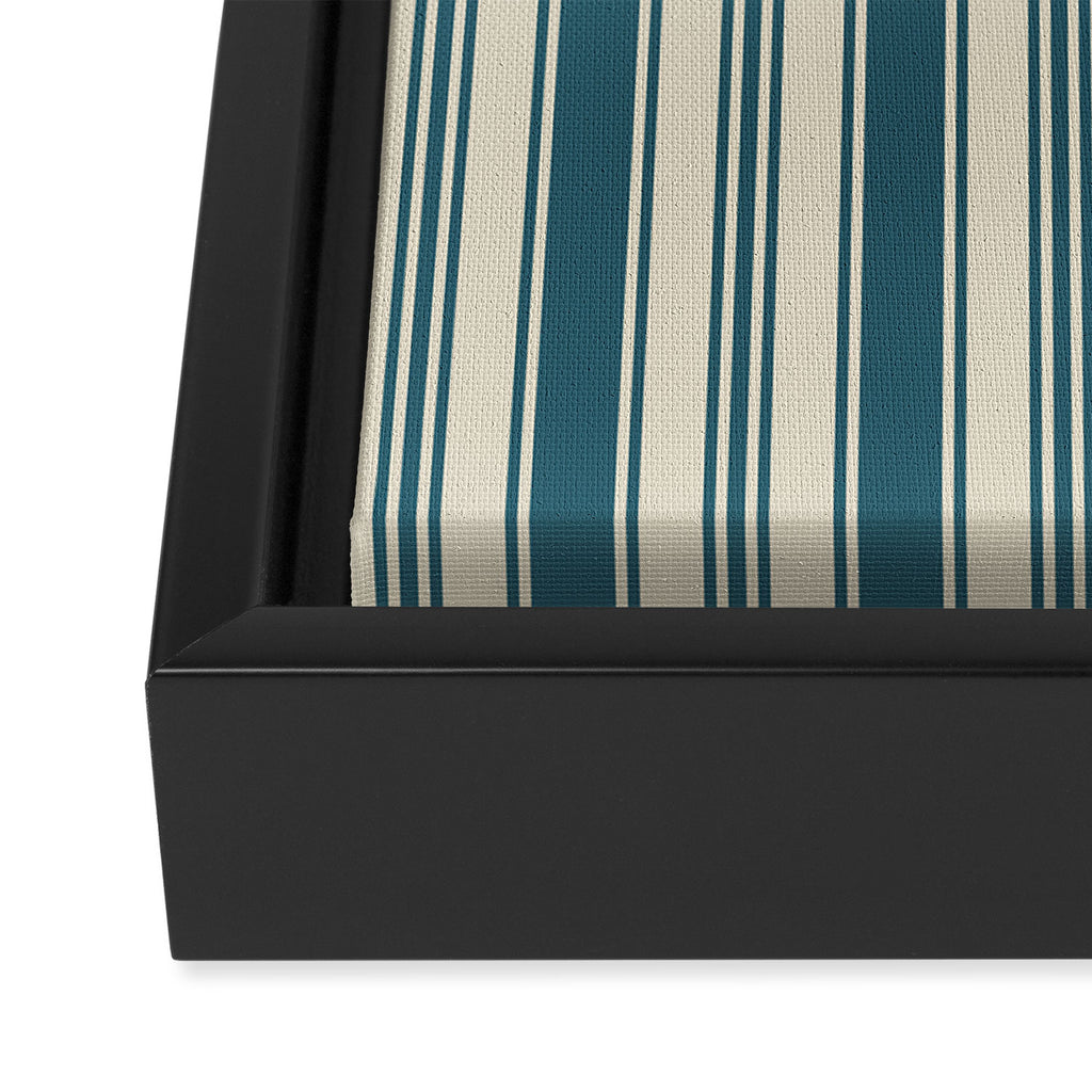 Vintage stripes wallpaper design dark teal pattern Framed Canvas Print Gallery Image 3