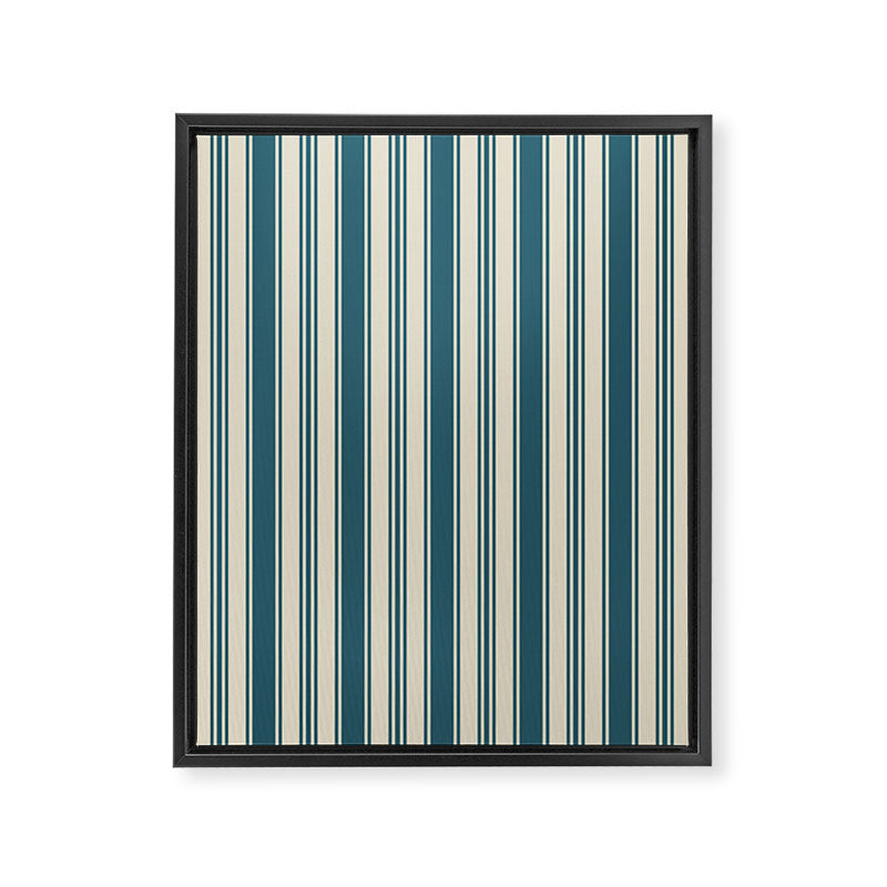 Vintage stripes wallpaper design dark teal pattern Framed Canvas Print Gallery Image 8