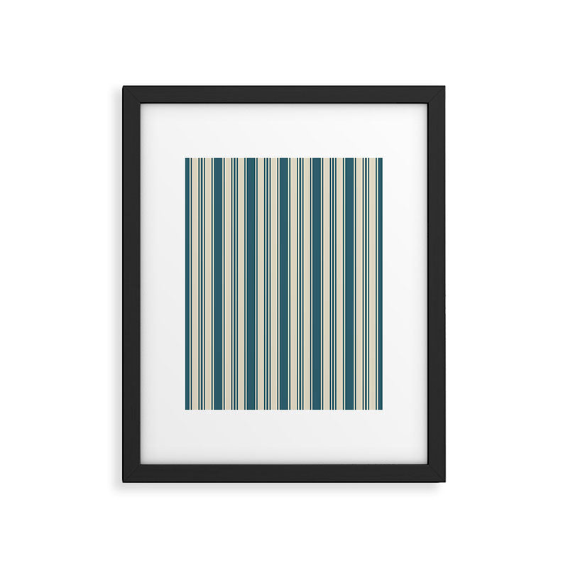 Vintage stripes wallpaper design dark teal pattern Framed Art Print Gallery Image 6