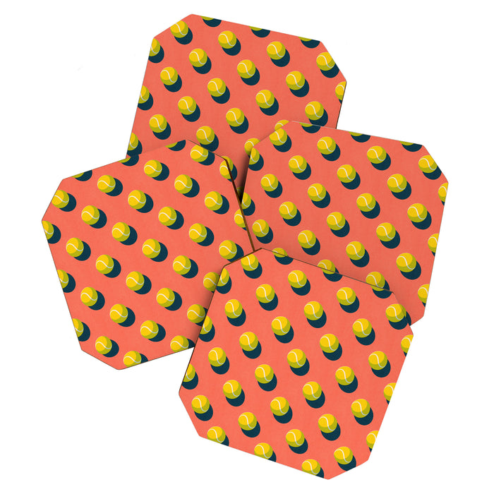 BALLS Tennis - clay court - pattern Coaster Gallery Image 1