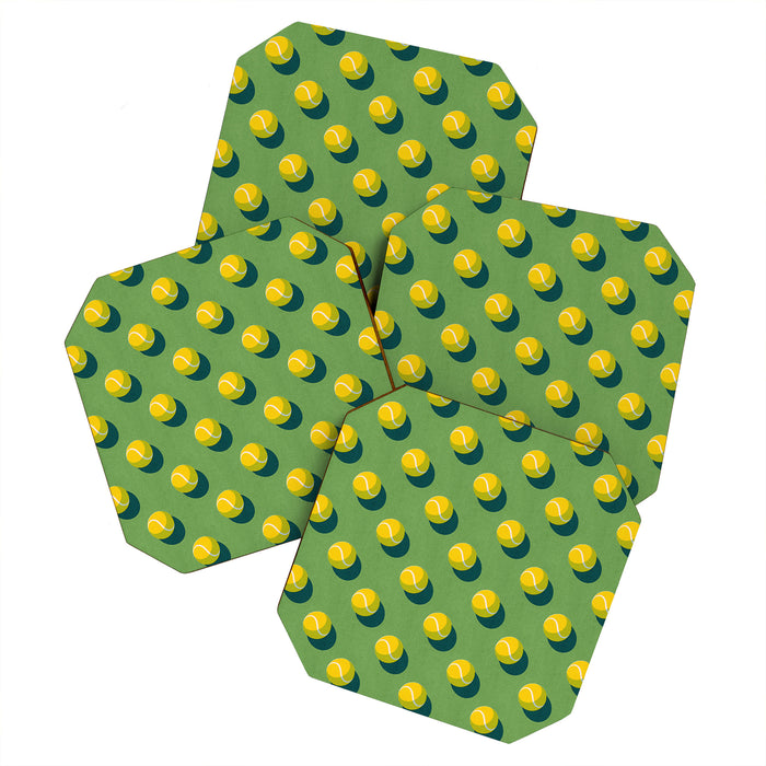 BALLS Tennis - grass court - pattern Coaster Gallery Image 1